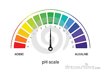 PH scale indicator chart diagram acidic alkaline measure. pH analysis vector chemical scale value test Vector Illustration