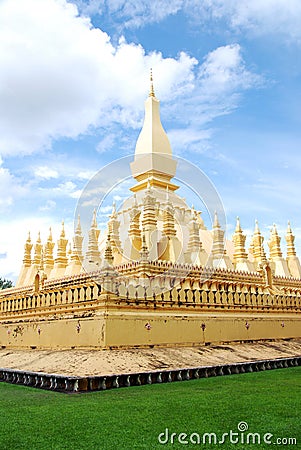 Pha Thatluang, Golden Stupa Stock Photo