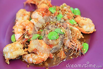 Phad Sa Taw Soi Ka-Pi , Thai Food Stock Photo