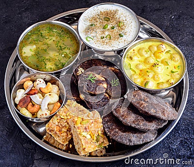 Phalihari Thali eaten during fasting in India Stock Photo