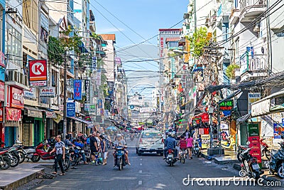 Pham Ngu Lao street in Vietnam Editorial Stock Photo