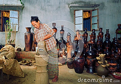 Phan Rang, Vietnam - November 2, 2014 : A village ceramic Bau Tr Editorial Stock Photo
