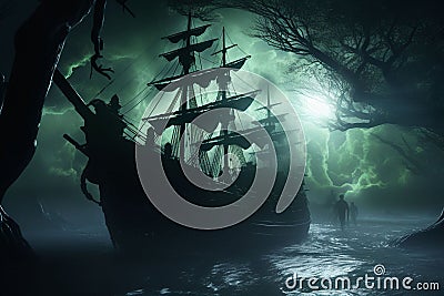 Phantom Shipwrecked Sailor Ghosts Shadows Stock Photo