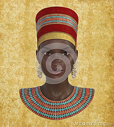 Pharaoh , Egypt, Egyptian, Queen, Portrait Background Cartoon Illustration