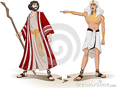 Pharaoh Sends Moses Away For Passover Vector Illustration