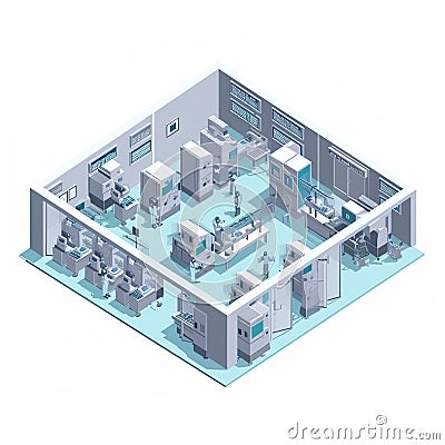 Pharma, pharmaceautical clean room for chemical production in controlled sterile conditions, AI generative Stock Photo