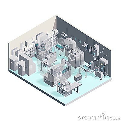 Pharma, pharmaceautical clean room for chemical production in controlled sterile conditions, AI generative Stock Photo