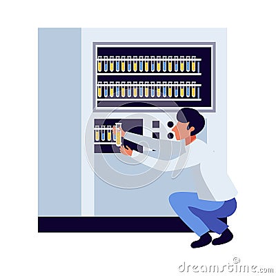 Pharmaceutic Lab Cabinet Composition Vector Illustration