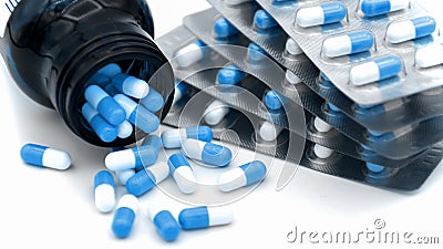 Pharmaceutical products and air tight packaging Stock Photo