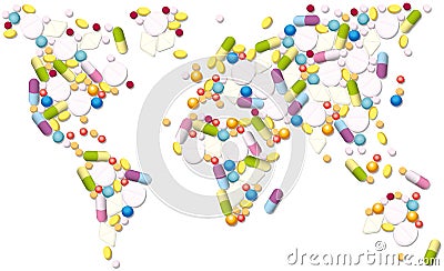 Pharmaceuticals Pills Global Trading Vector Illustration