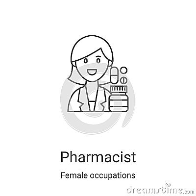 Pharmacist icon vector from female occupations collection. Thin line Pharmacist outline icon vector illustration. Linear symbol Vector Illustration