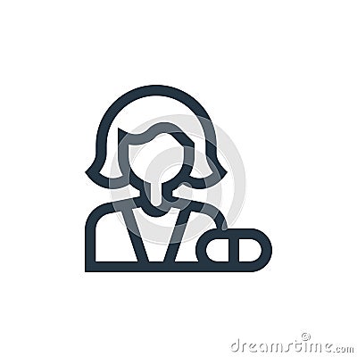 Pharmacist vector icon isolated on white background. Outline, thin line Pharmacist icon for website design and mobile, app Vector Illustration