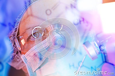 Pharmacology science researcher working in laboratory Stock Photo