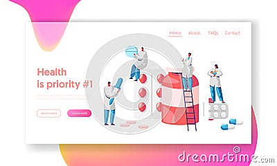Pharmacy Business Medicine Drug Store Landing Page. Pharmacist Care for Patient. Pharmaceutical Science. Online Drugstore Vector Illustration