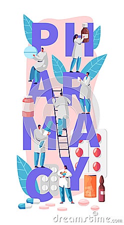 Pharmacy Business Online Drug Store Character Vector Illustration