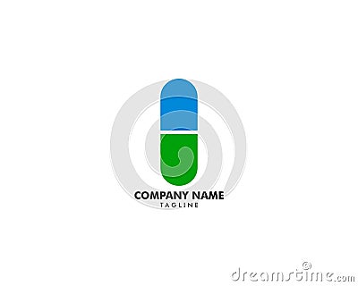 Pharmacy Capsule Logo Design Template Vector Illustration