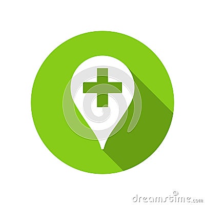 Pharmacy green pointer for illustration of medicine, ambulance and doctors Vector Illustration