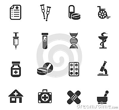 Pharmacy icon set Vector Illustration