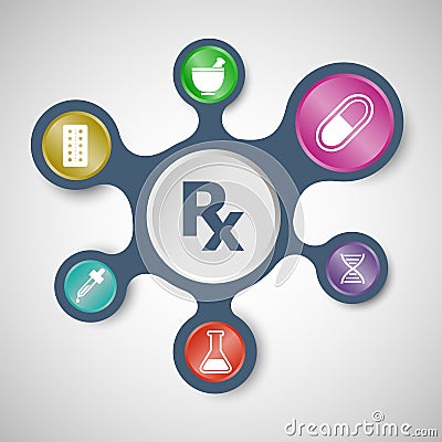 Pharmacy infographic templates with connected metaballs Vector Illustration