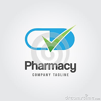 Pharmacy Logo template. Medicine and heart icon for Dispensary,Drugstore, Hospital and Clinic Vector Illustration