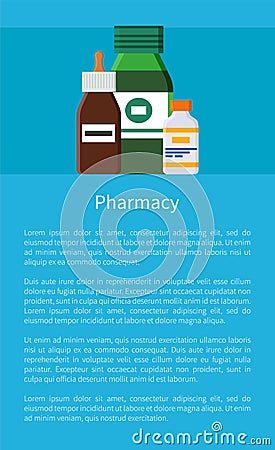 Pharmacy Medication Items Set Vector Poster Vector Illustration