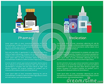 Pharmacy and Medication Set Vector Illustration Vector Illustration