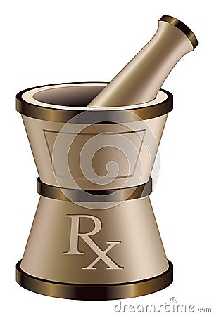 Pharmacy Mortar and Pestle Vector Illustration