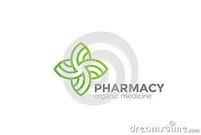 Pharmacy Organic Natural Medicine Cross Logo vecto Vector Illustration