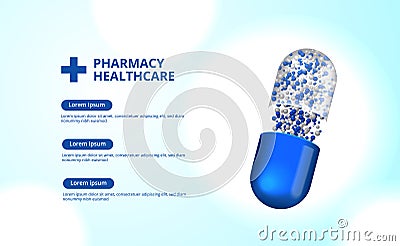 Pharmacy pills capsule medicine healthcare 3D illustration Cartoon Illustration