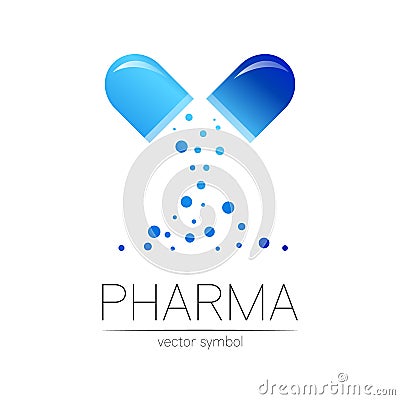 Pharmacy vector symbol for pharmacist, pharma store, doctor and medicine. Modern design vector logo on white background Vector Illustration