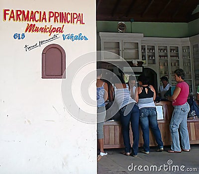 Pharmacy at vignales, Cuba Editorial Stock Photo