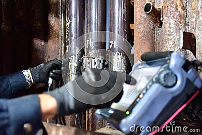 Phased Array Ultrasonics & x28;PAUT& x29; inspect the welding Stock Photo