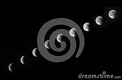 Phases of lunar eclipse Stock Photo