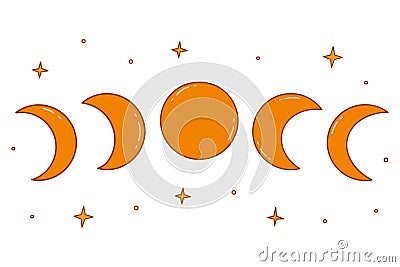 Phases of the moon. Astrological cycle vector colorful Vector Illustration
