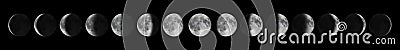 Phases of the Moon. Moon lunar cycle. Stock Photo