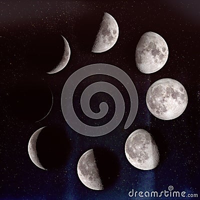Phases of the Moon Stock Photo