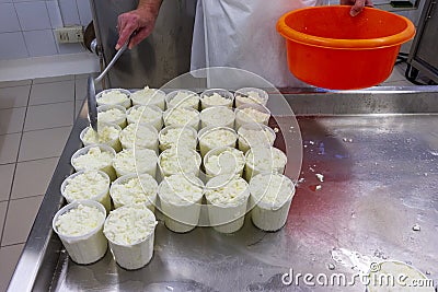 Phases of ricotta production in Greece Stock Photo