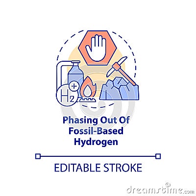 Phasing out of fossil based hydrogen concept icon Vector Illustration