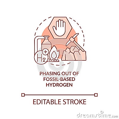 Phasing out of fossil based hydrogen red concept icon Vector Illustration