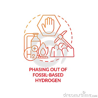 Phasing out of fossil red gradient concept icon Vector Illustration