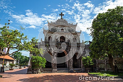 Phat Diem cathedral under blue sky in Ninh Binh, Vietnam Stock Photo