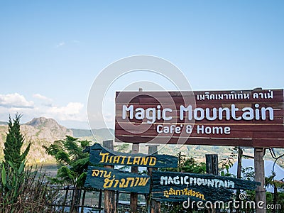 PHAYAO, THAILAND -JANUARY,1 2020: Magic Mountain is Landmark famous coffee shop at Pha Chang Noi sub district, Pong district, Editorial Stock Photo