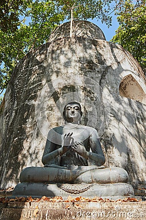 Low Angle Front Portrait Buddha Statue Giving The First Sermon Editorial Stock Photo