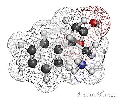Phenibut anxiolytic and sedative drug molecule. 3D rendering. Atoms are represented as spheres with conventional color coding:. Stock Photo