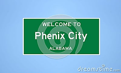 Phenix City, Alabama city limit sign. Town sign from the USA. Stock Photo