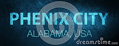 Phenix City. Alabama. USA special blue banner background Cartoon Illustration