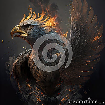 Phenix fire bird. Geenerative AI Cartoon Illustration