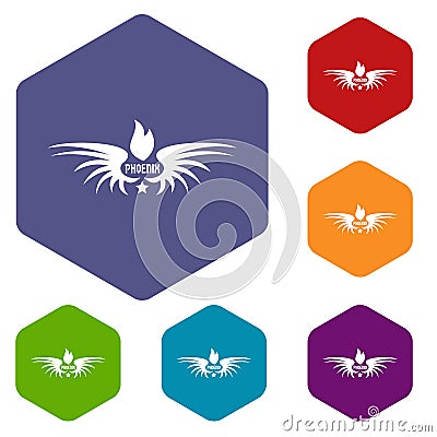 Phenix wing icons vector hexahedron Vector Illustration