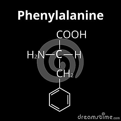 Phenylalanine is an amino acid. Chemical molecular formula Phenylalanine Amino Acid. Vector illustration on isolated Vector Illustration