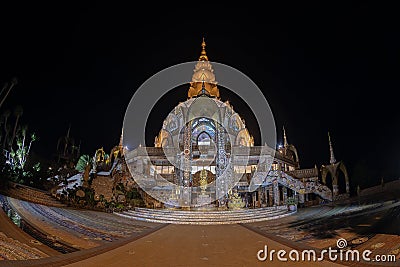 Phetchabun Province,Thailand-July 27,2018, Asahabucha Day in Buddhism wat Phasonkhew temple open lighting all place for people lo Editorial Stock Photo